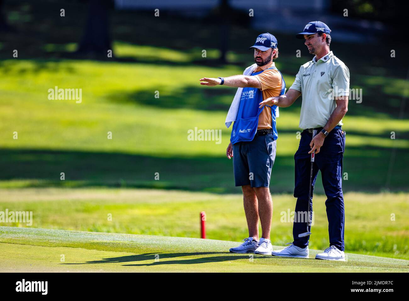 August 5, 2022 Michael Gligic sizes up a birdie putt on the seventh
