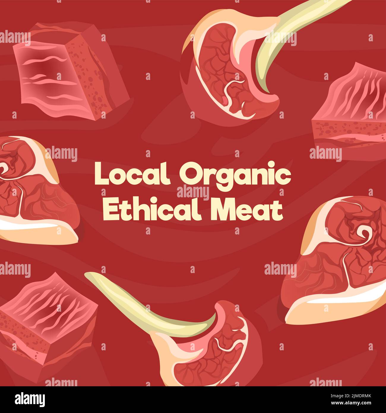 Local organic ethical meat product, butchery shop Stock Vector Image