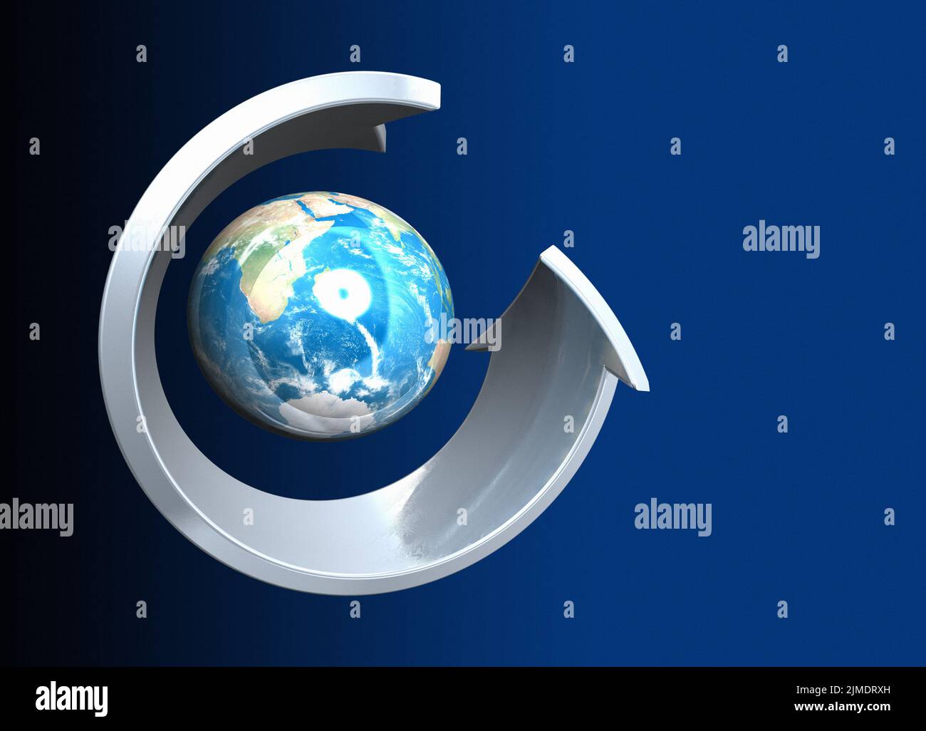 Earth and direction sign, illustration. Stock Photo