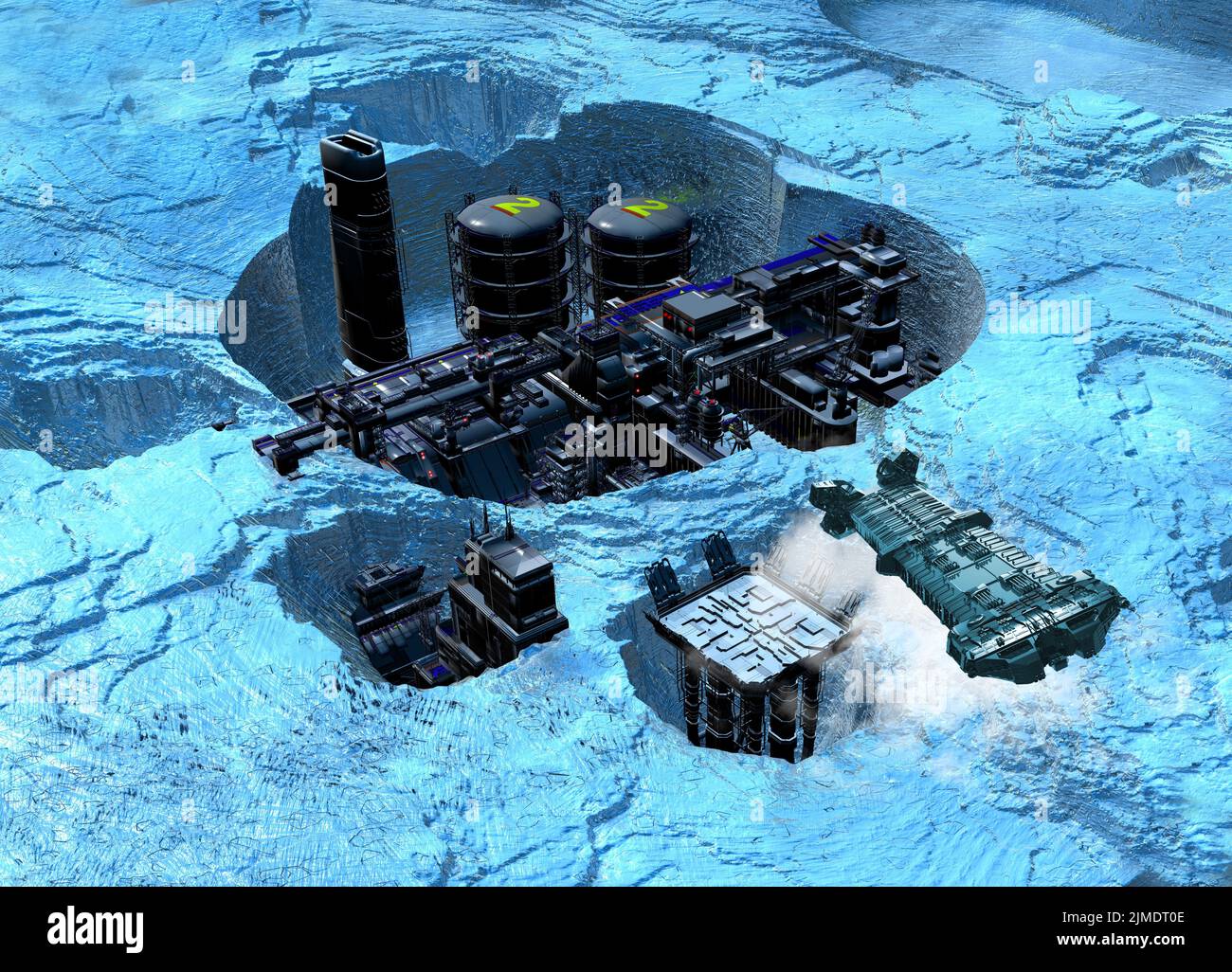 Future base on Europa, illustration Stock Photo