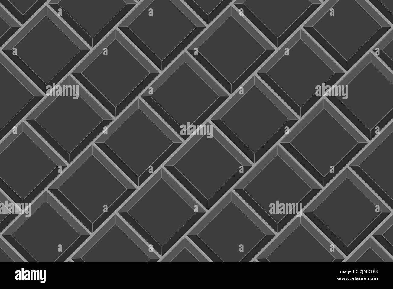 Black square tile diagonal texture. Kitchen backsplash seamless pattern
