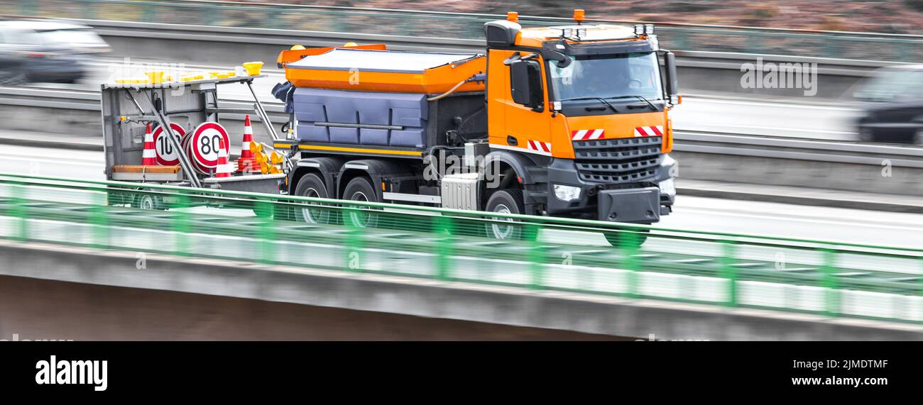 A german road maintenance truck on an freeway panorama Stock Photo Alamy