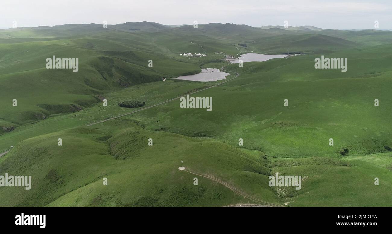 TONGLIAO, CHINA AUGUST 2, 2022 An aerial photo shows giant statues