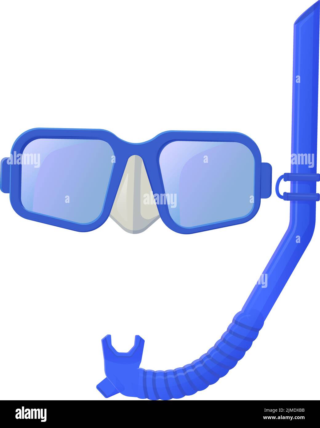 Blue snorkeling mask. Diving equipment , extreme summer vacatiom leisure concept. Stock vector illustration isolated on white background Stock Vector