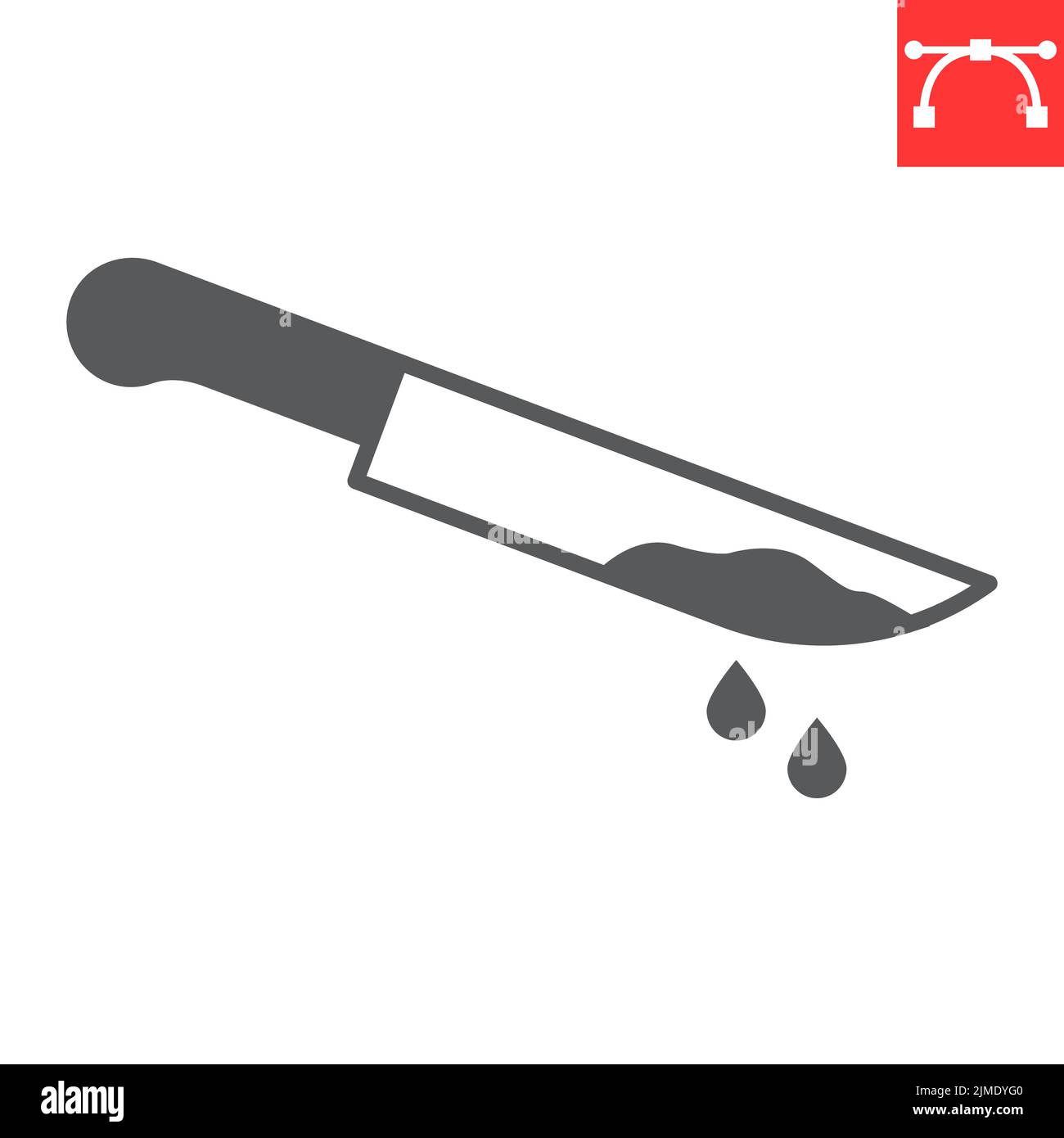 Bloody knife glyph icon, halloween and murder, knife with blood vector