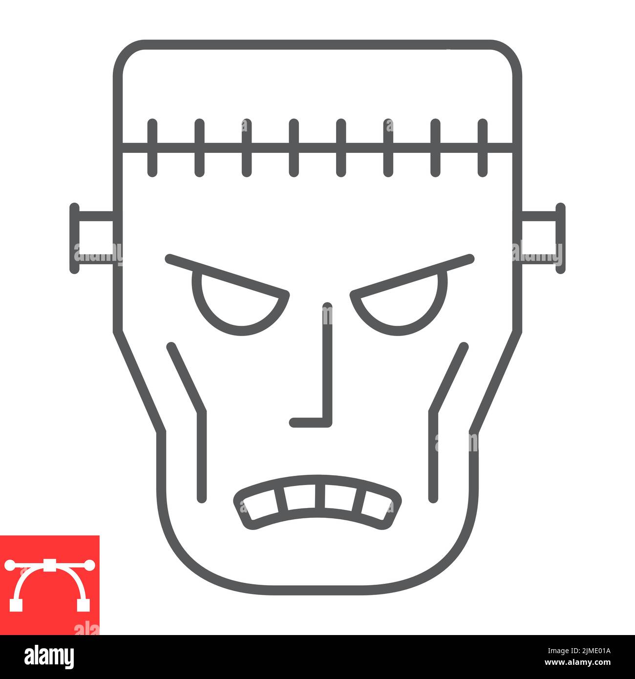 Frankenstein line icon, halloween and monster, zombie vector icon, vector graphics, editable stroke outline sign, eps 10. Stock Vector