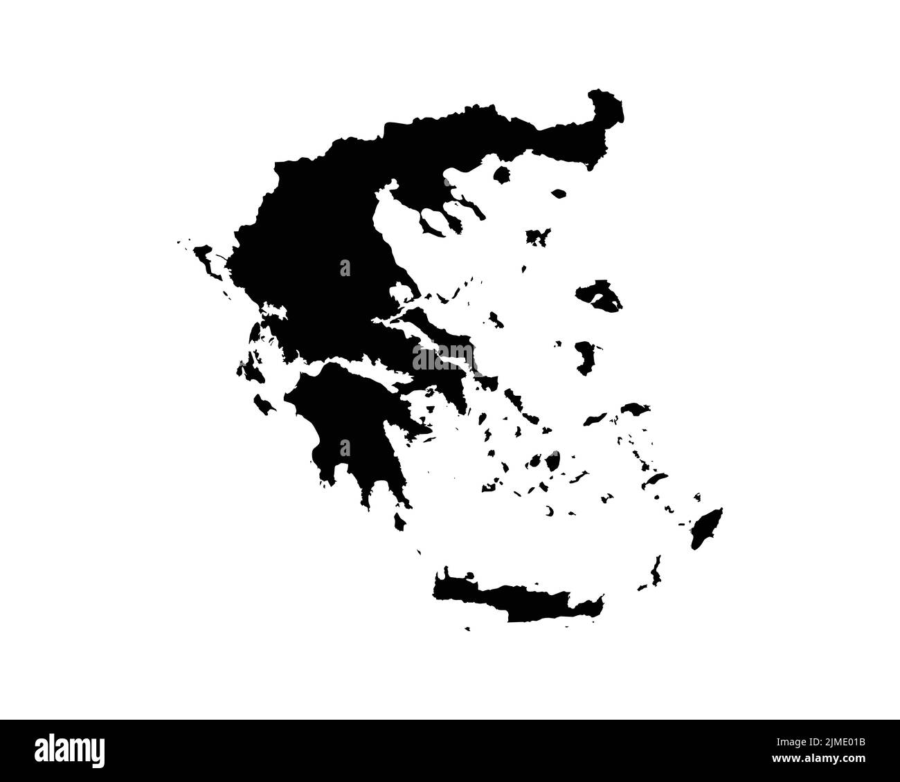 Greece Map. Greek Country Map. Hellenic Republic Black and White National Nation Outline Geography Border Boundary Shape Territory Vector Illustration Stock Vector