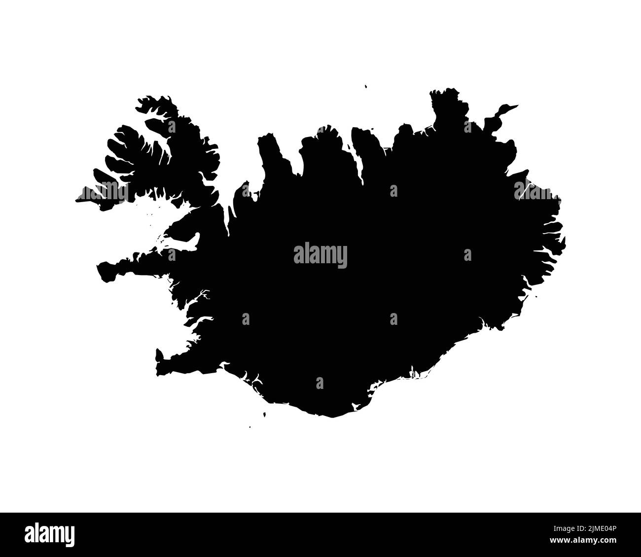 Iceland Map. Icelandic Country Map. Icelander Black and White National Nation Outline Geography Border Boundary Shape Territory Vector Illustration EP Stock Vector