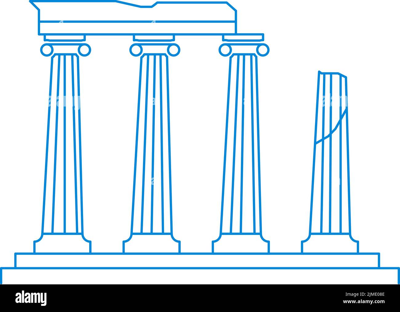 Ruins of ancient Greek landmark, columns pillars Stock Vector