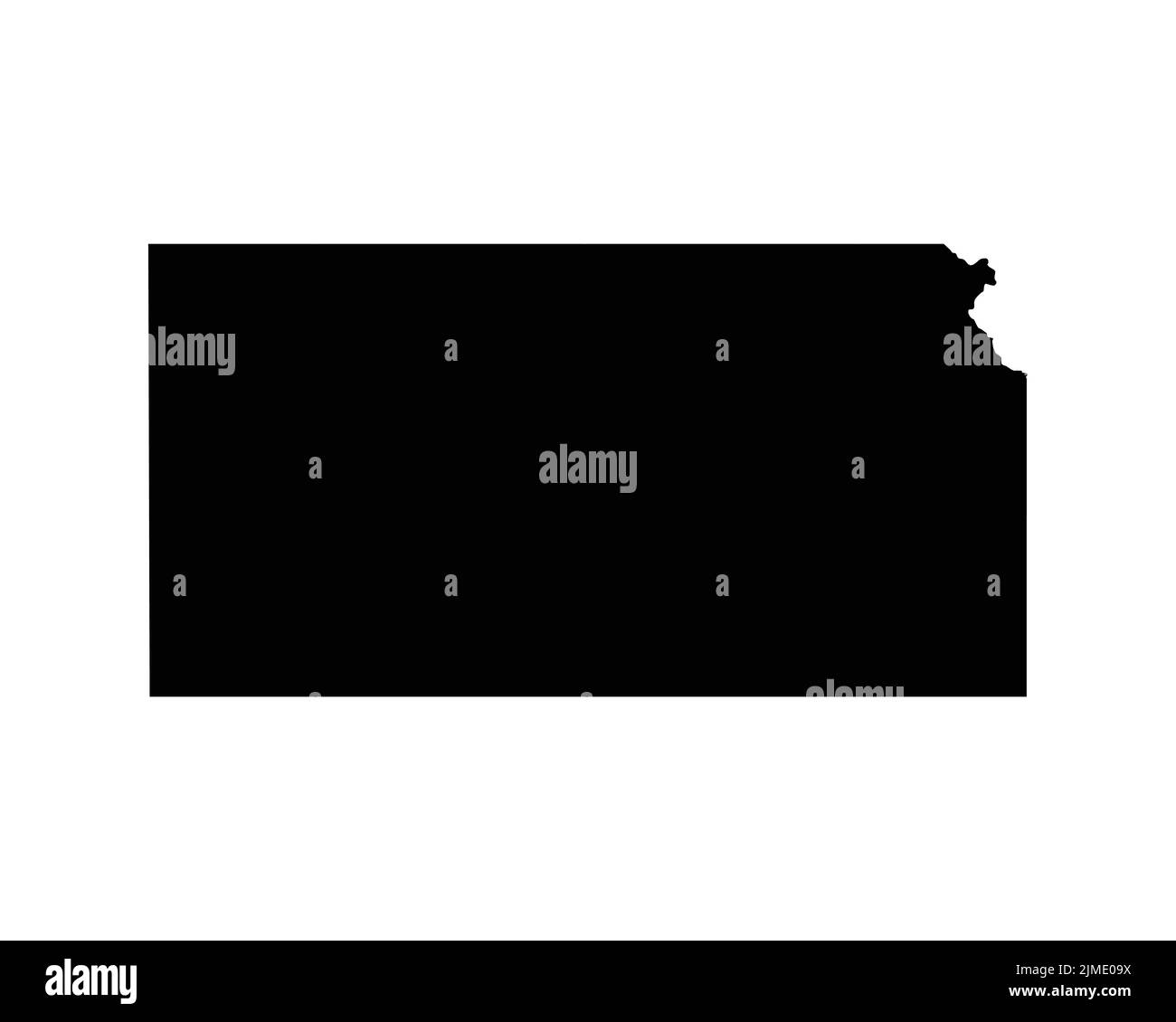 Kansas US Map. KS USA State Map. Black and White Kansan State Border