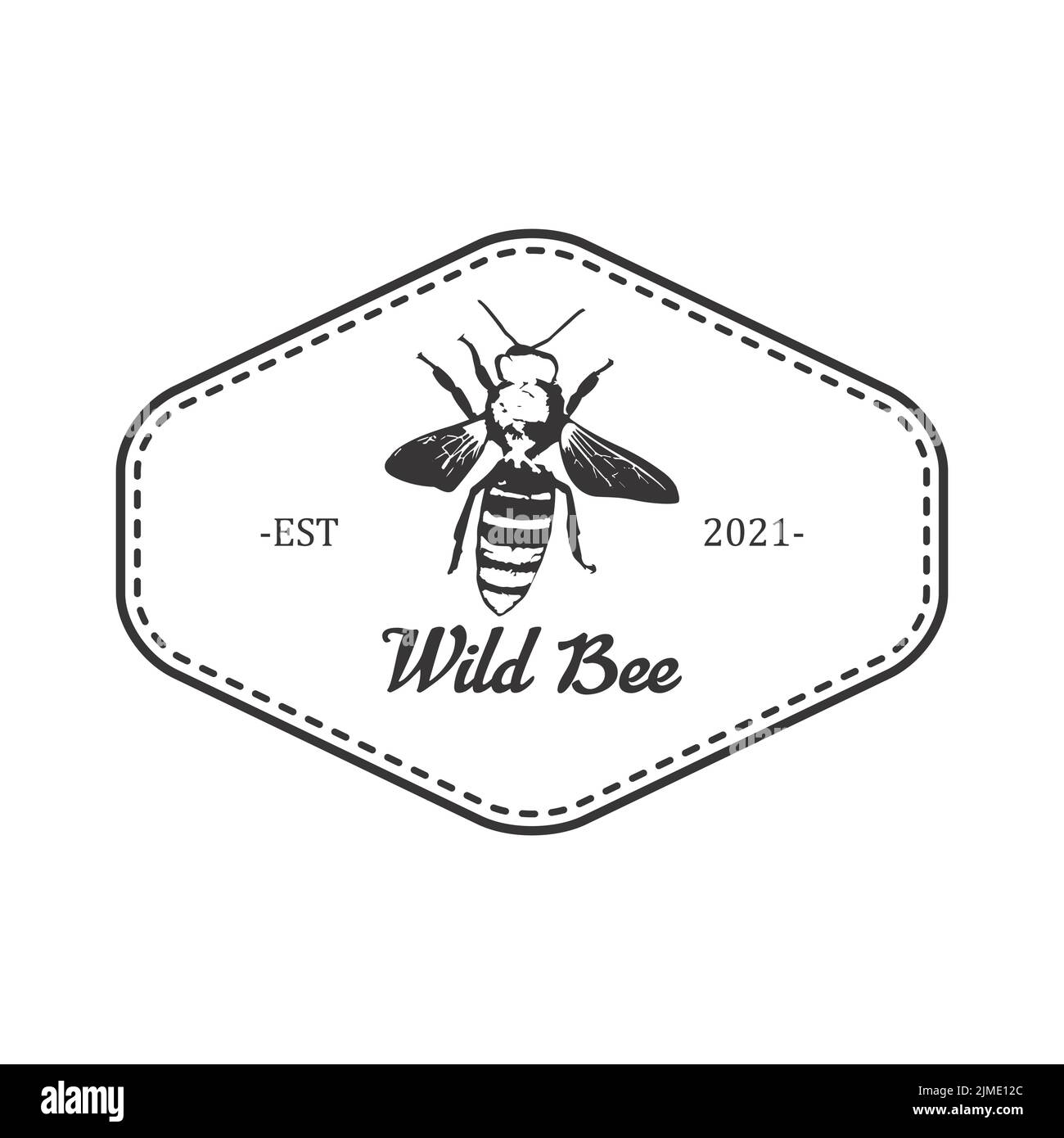 A wild bee vintage logo isolated on a white background Stock Vector