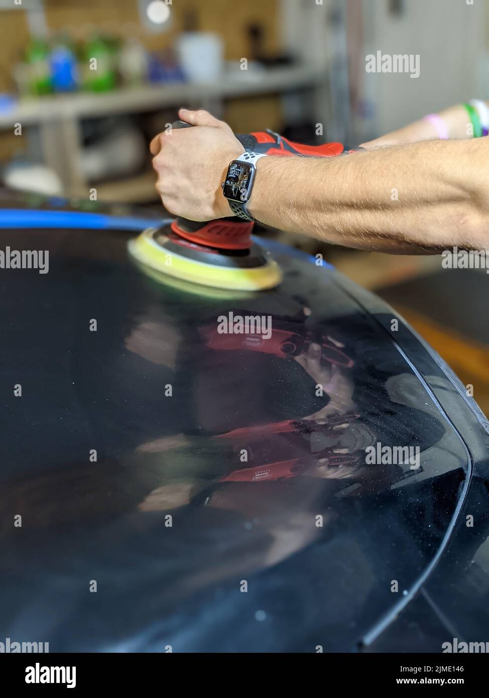 Detailing and buffing surface of a luxury automobile Stock Photo Alamy