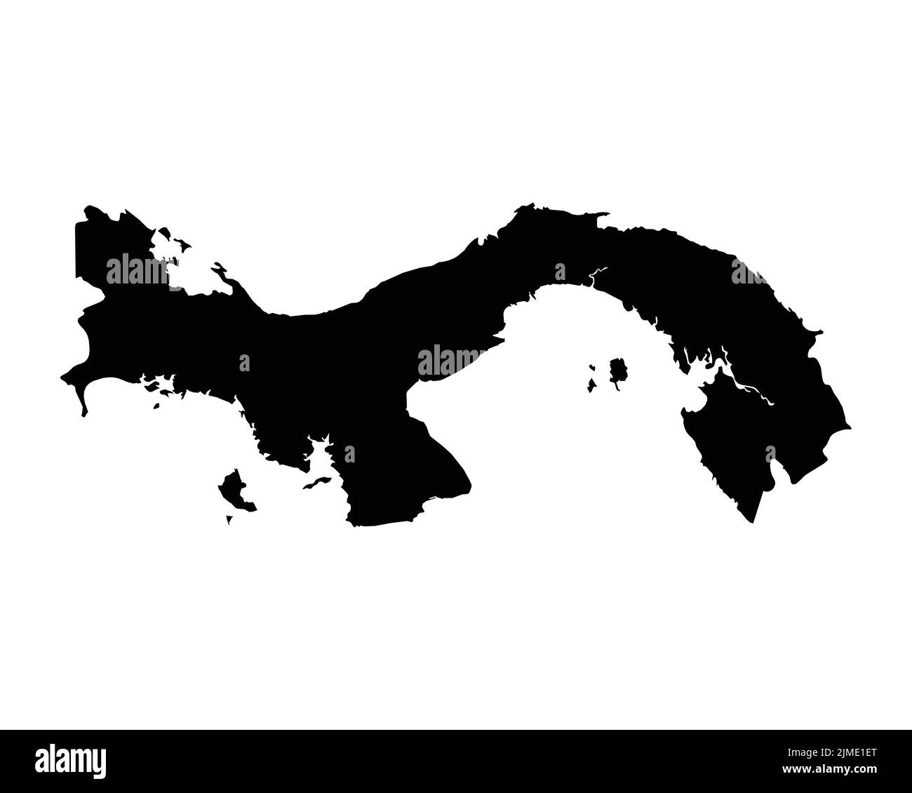 Panama Map. Panamanian Country Map. Black and White National Nation Geography Outline Border Boundary Territory Shape Vector Illustration EPS Clipart Stock Vector
