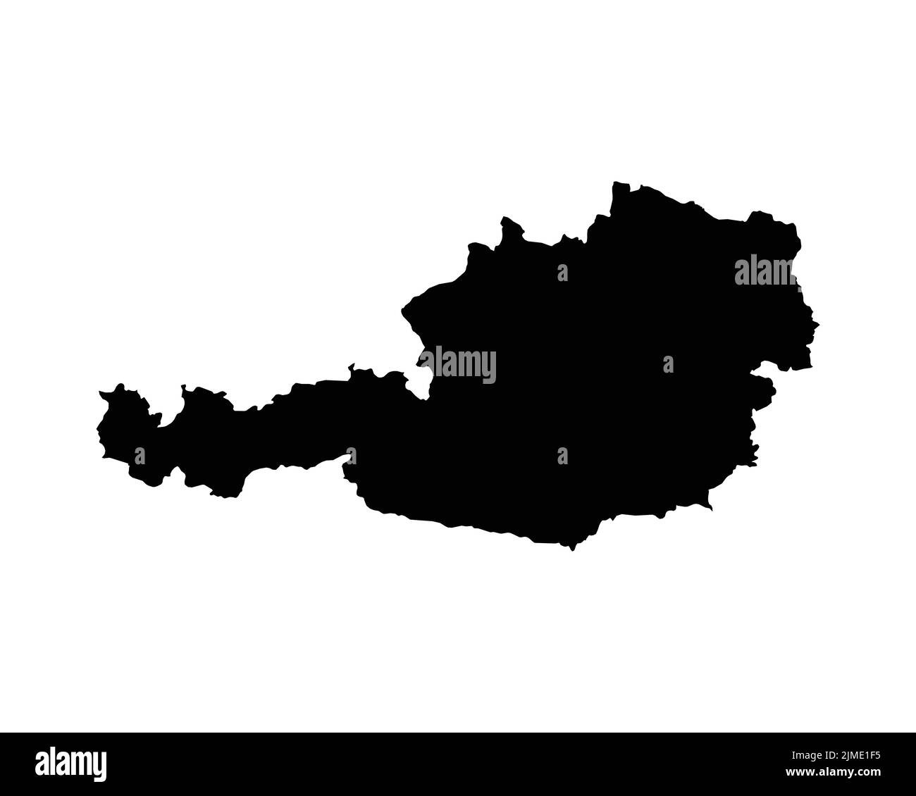 Austria Map. Austrian Country Map. Black and White National Outline Boundary Border Shape Geography Territory EPS Vector Illustration Clipart Stock Vector
