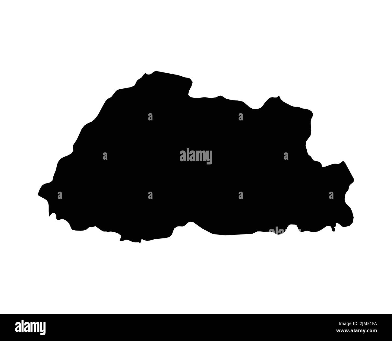 Bhutan Map. Bhutanese Country Map. Black and White National Outline Border Boundary Shape Geography Territory EPS Vector Illustration Clipart Stock Vector
