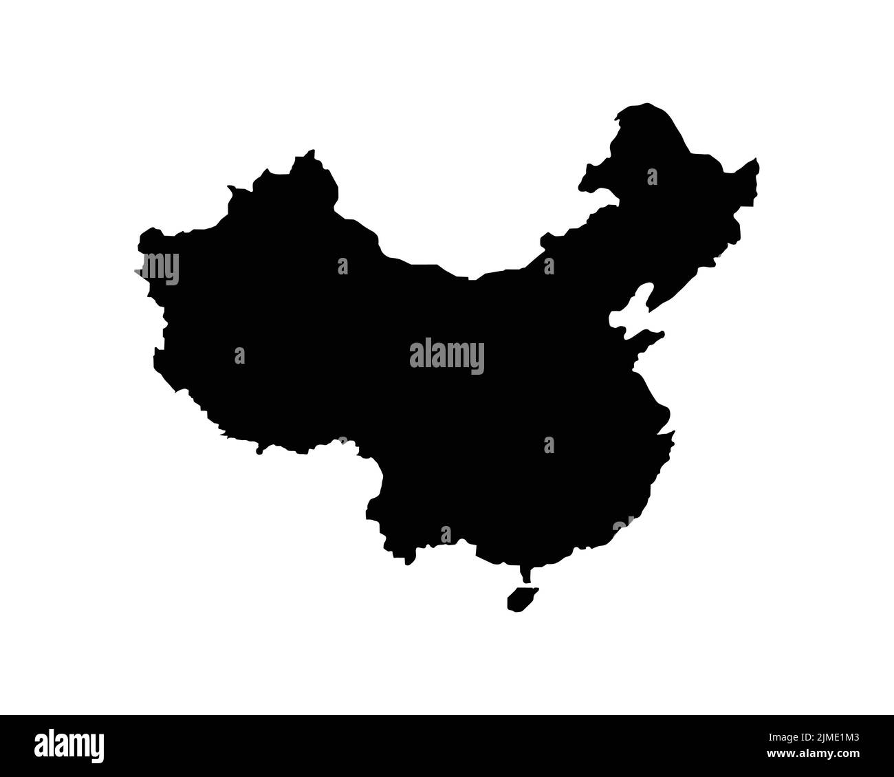 China Map. Chinese Country Map. Black and White PRC National Outline