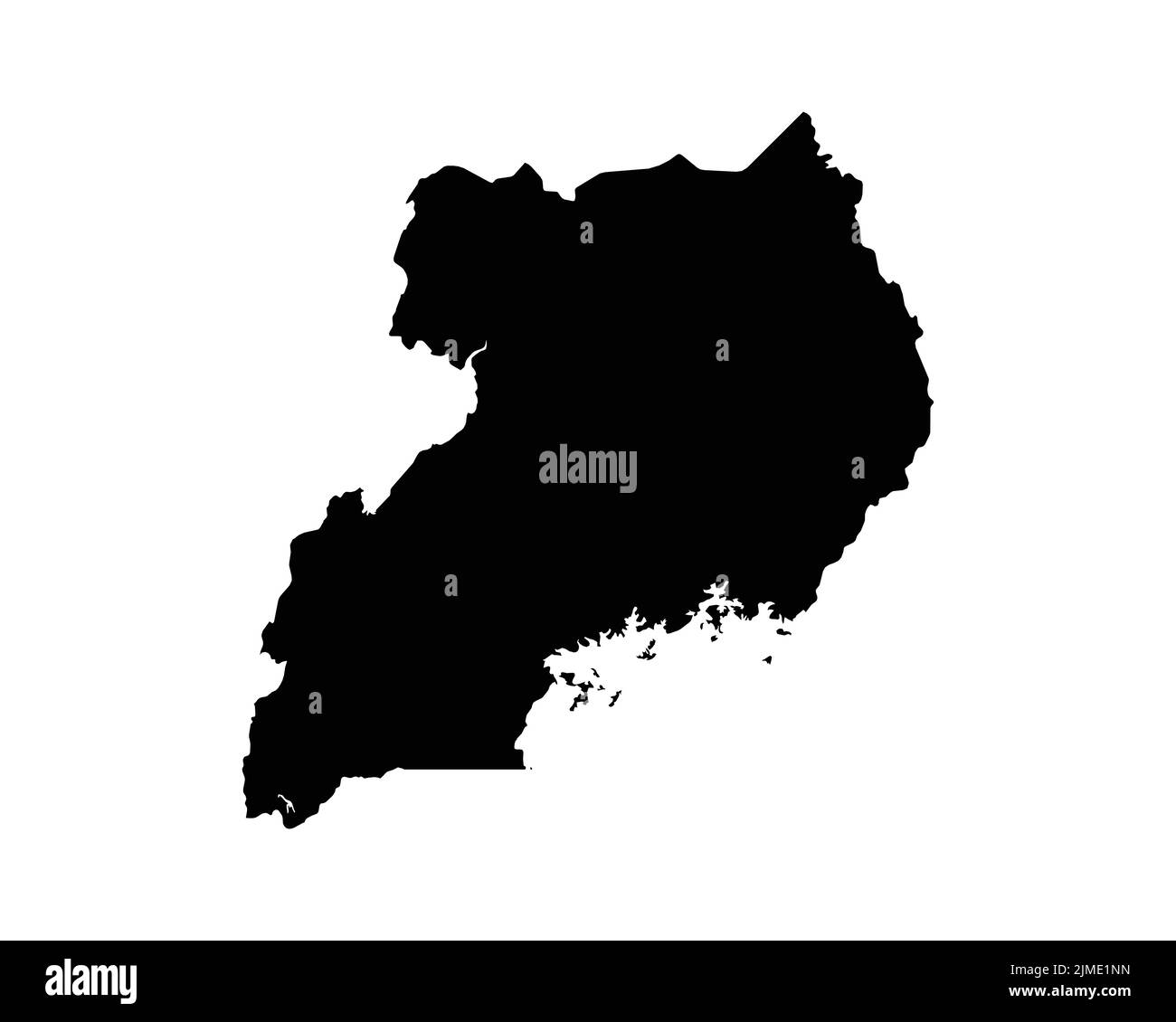 Uganda Map. Ugandan Country Map. Black and White National Nation