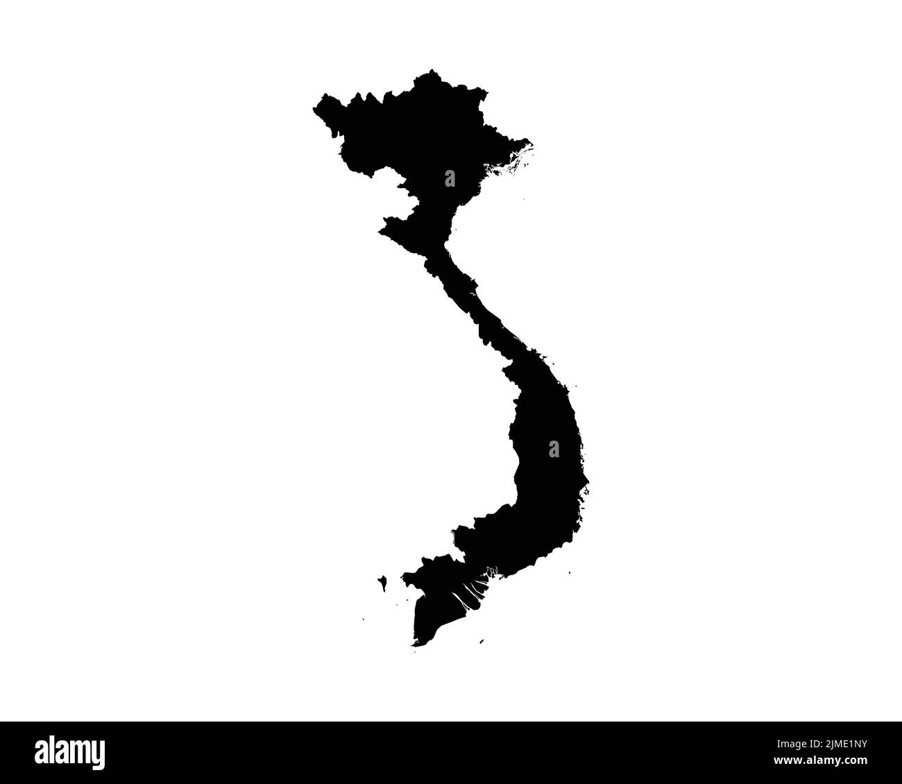 Vietnam Map. Vietnamese Country Map. Black and White National Nation Geography Outline Border Boundary Territory Shape Vector Illustration EPS Clipart Stock Vector