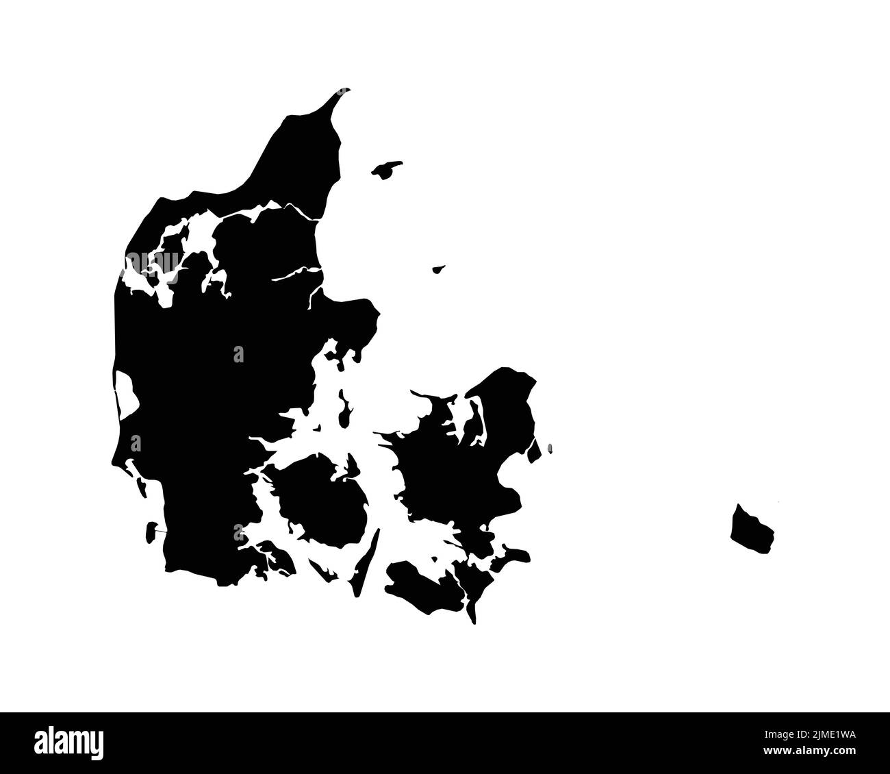 Denmark Map. Danish Country Map. Dane Black and White National Outline Geography Border Boundary Shape Territory EPS Vector Illustration Clipart Stock Vector