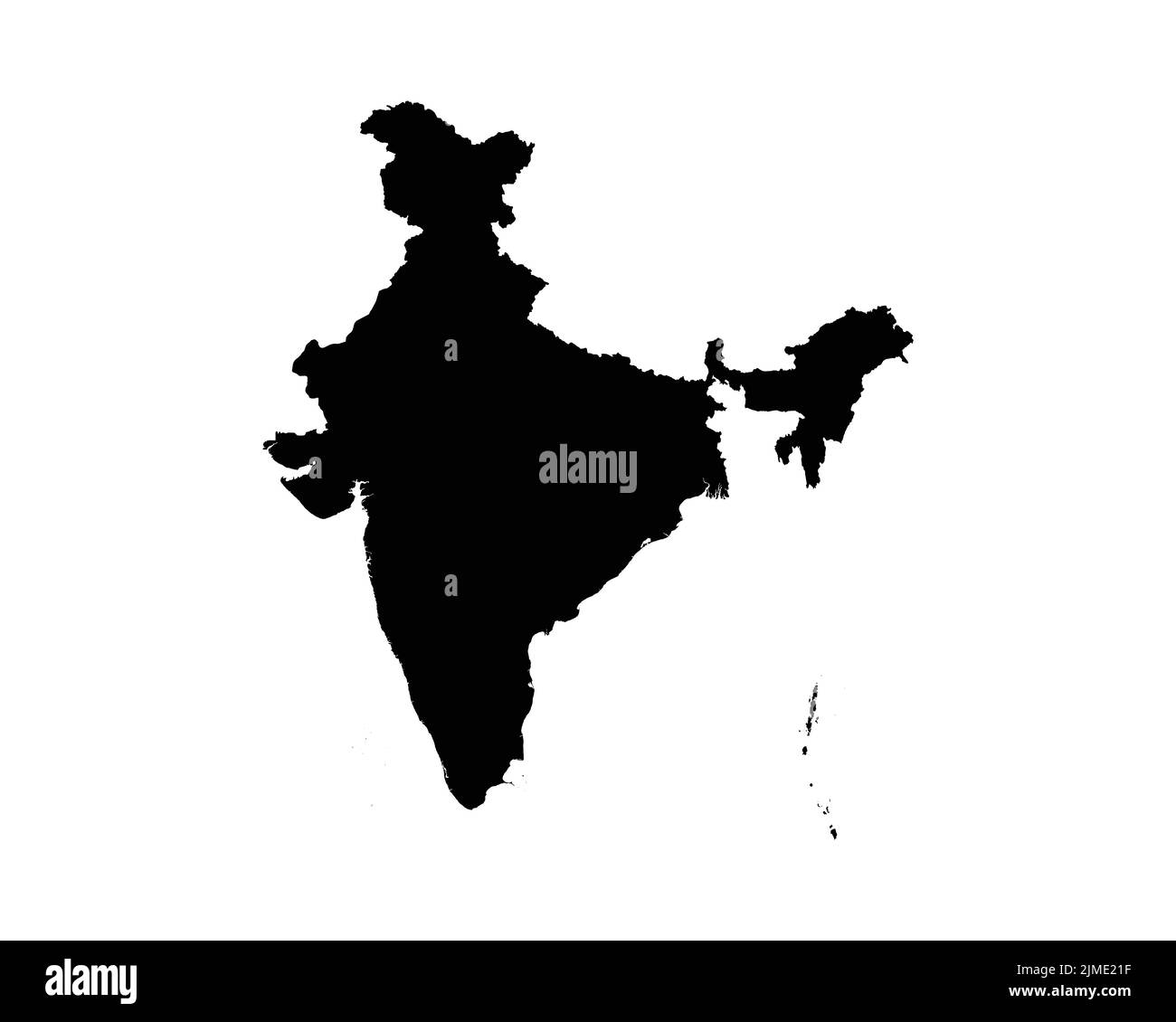 India Map. Indian Country Map. Black and White National Nation Outline Geography Border Boundary Shape Territory Vector Illustration EPS Clipart Stock Vector