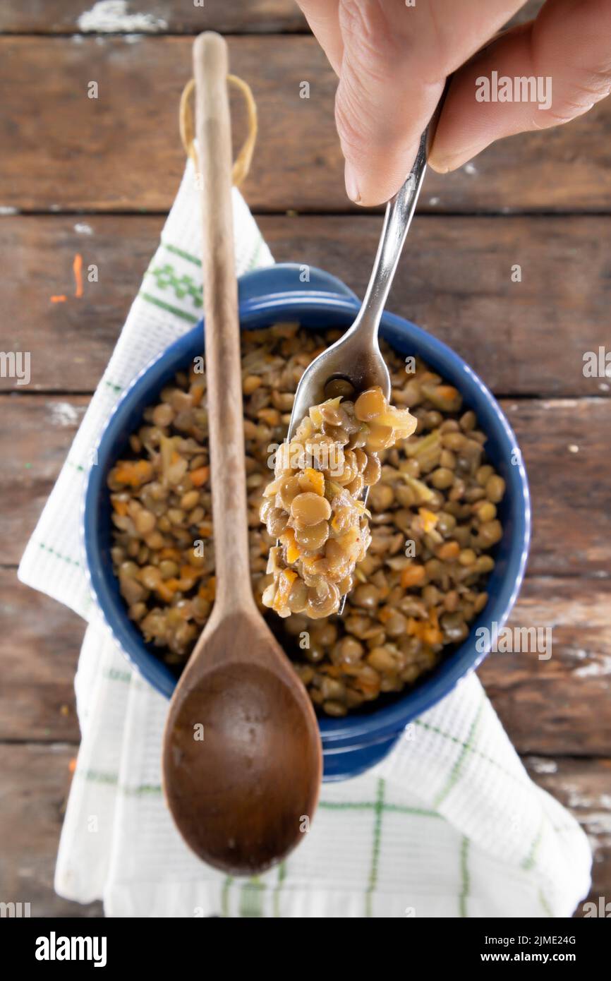 Preparation of the vegan sauce based on lentils Stock Photo Alamy