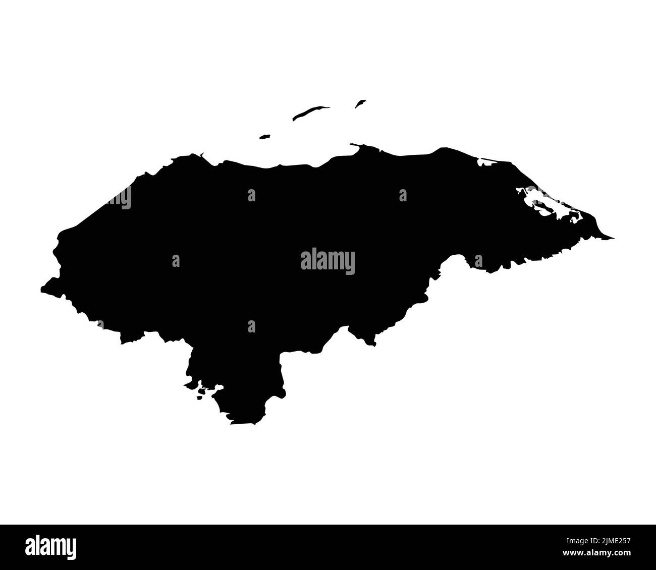 Honduras Map. Honduran Country Map. Black and White National Nation Outline Geography Border Boundary Shape Territory Vector Illustration EPS Clipart Stock Vector