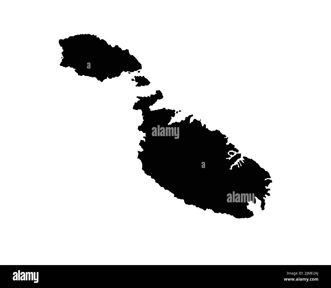 Malta Map. Maltese Country Map. Black and White National Nation Outline Geography Border Boundary Shape Territory Vector Illustration EPS Clipart Stock Vector