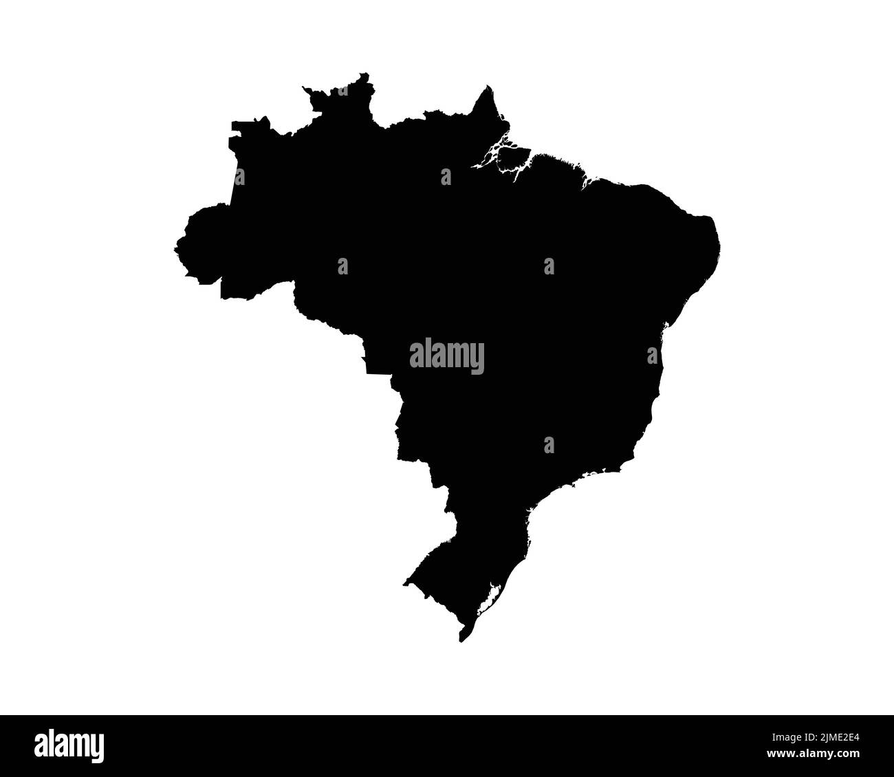 Brazil Map. Brazilian Country Map. Black and White National Outline Border Boundary Shape Geography Territory EPS Vector Illustration Clipart Stock Vector