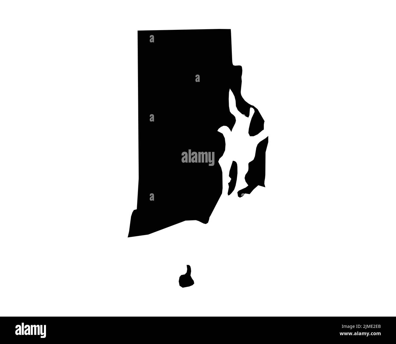 Rhode Island US Map. RI USA State Map. Black and White Rhode Islander State Border Boundary Line Outline Geography Territory Shape Vector Illustration Stock Vector