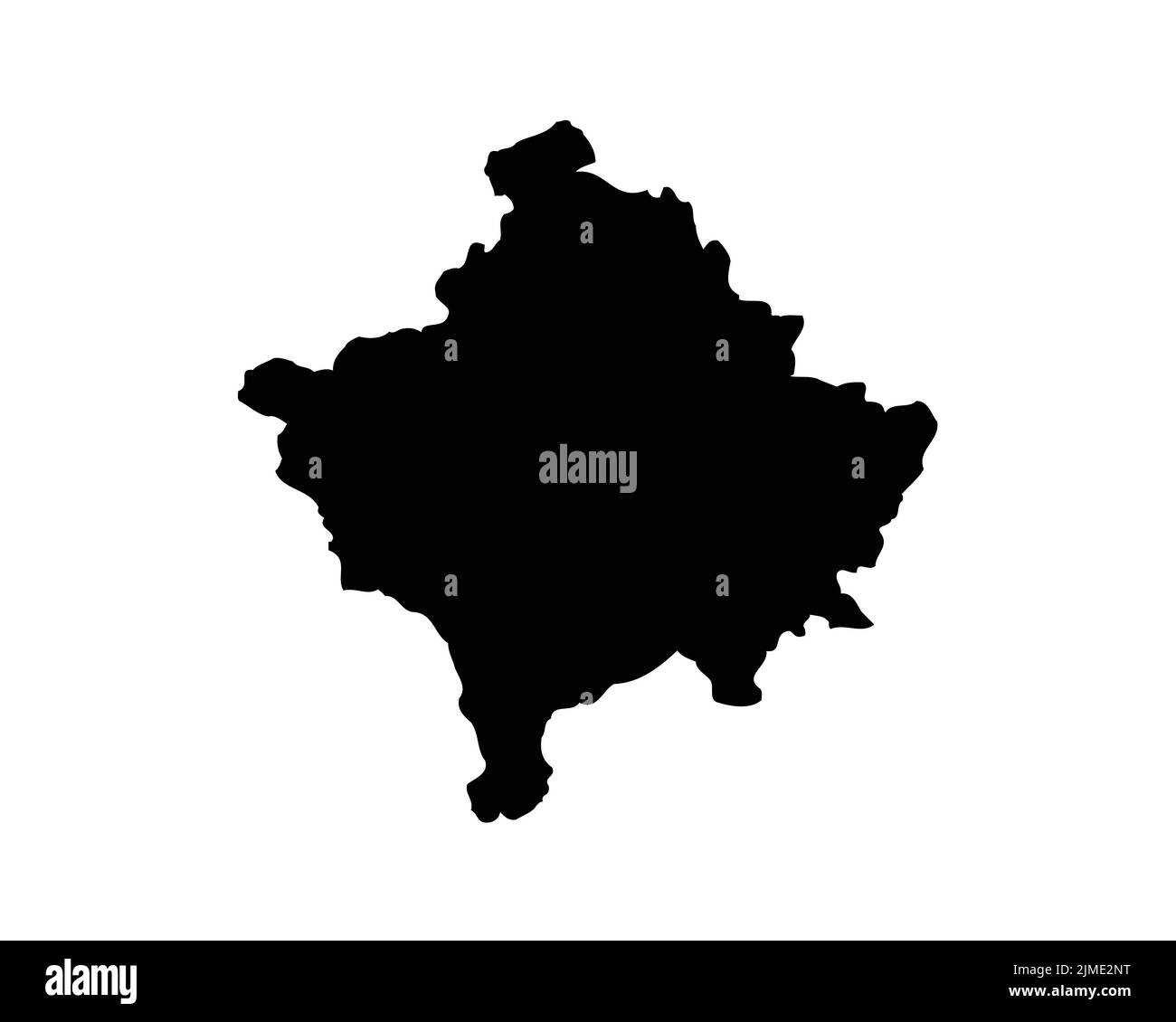 Kosovo Map. Kosovar Country Map. Black and White Kosovan National Nation Outline Geography Border Boundary Shape Territory Vector Illustration EPS Cli Stock Vector
