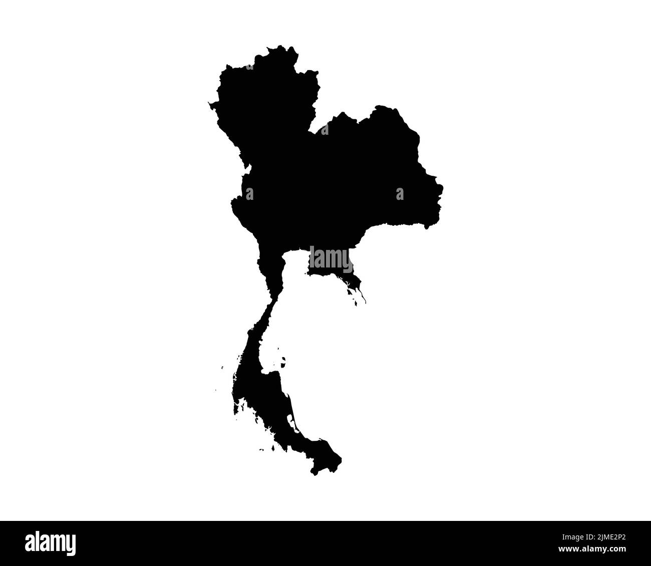 Thailand Map. Thai Country Map. Black and White Siam Siamese National Nation Geography Outline Border Boundary Territory Shape Vector Illustration EPS Stock Vector