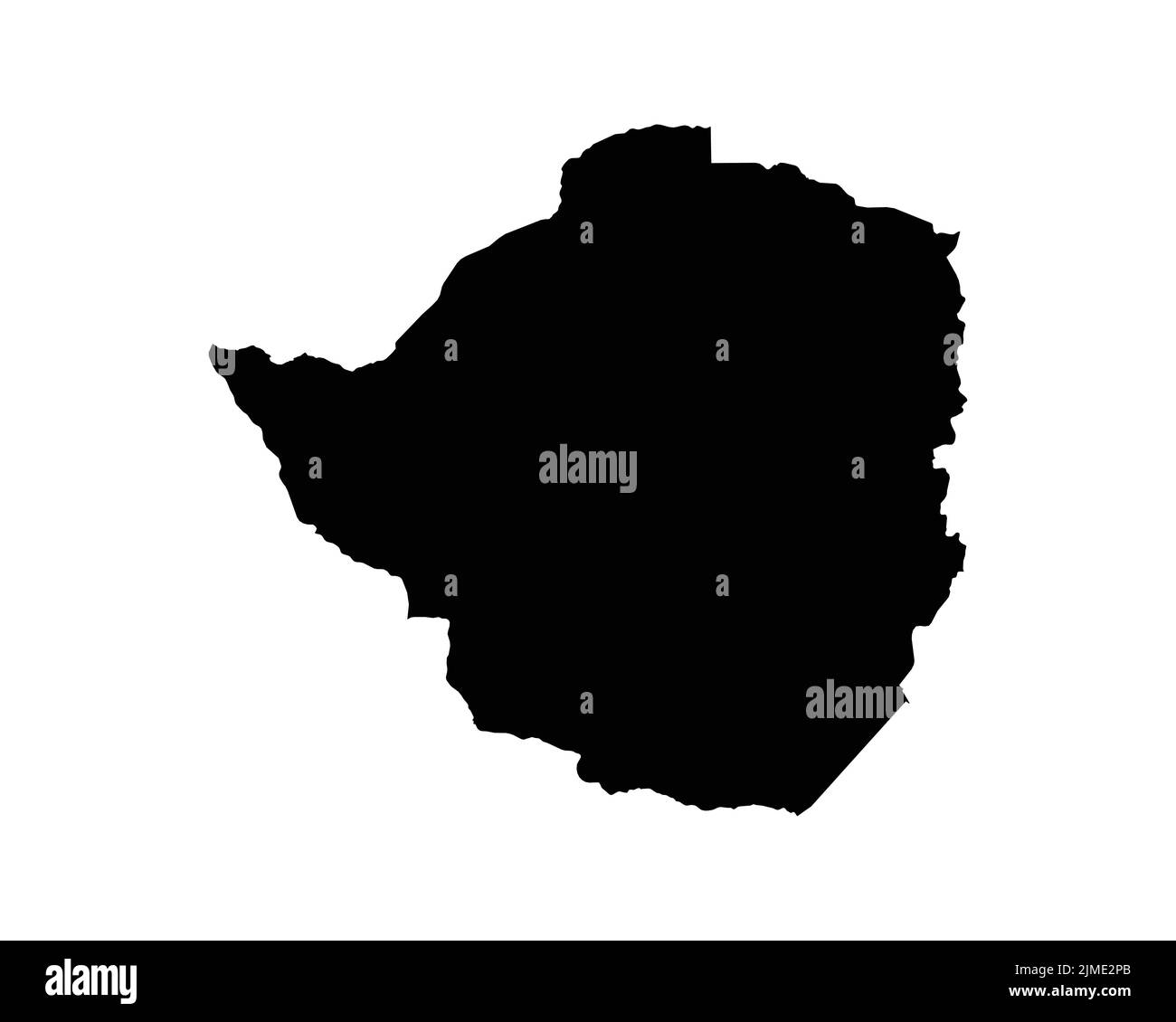 Zimbabwe Map. Zimbabwean Country Map. Black and White Zimbo National Nation Geography Outline Border Boundary Territory Shape Vector Illustration EPS Stock Vector