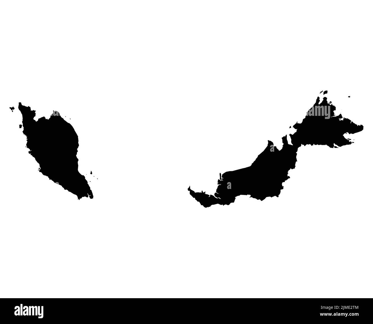 Malaysia Map. Malaysian Country Map. Black and White National Nation Outline Geography Border Boundary Shape Territory Vector Illustration EPS Clipart Stock Vector