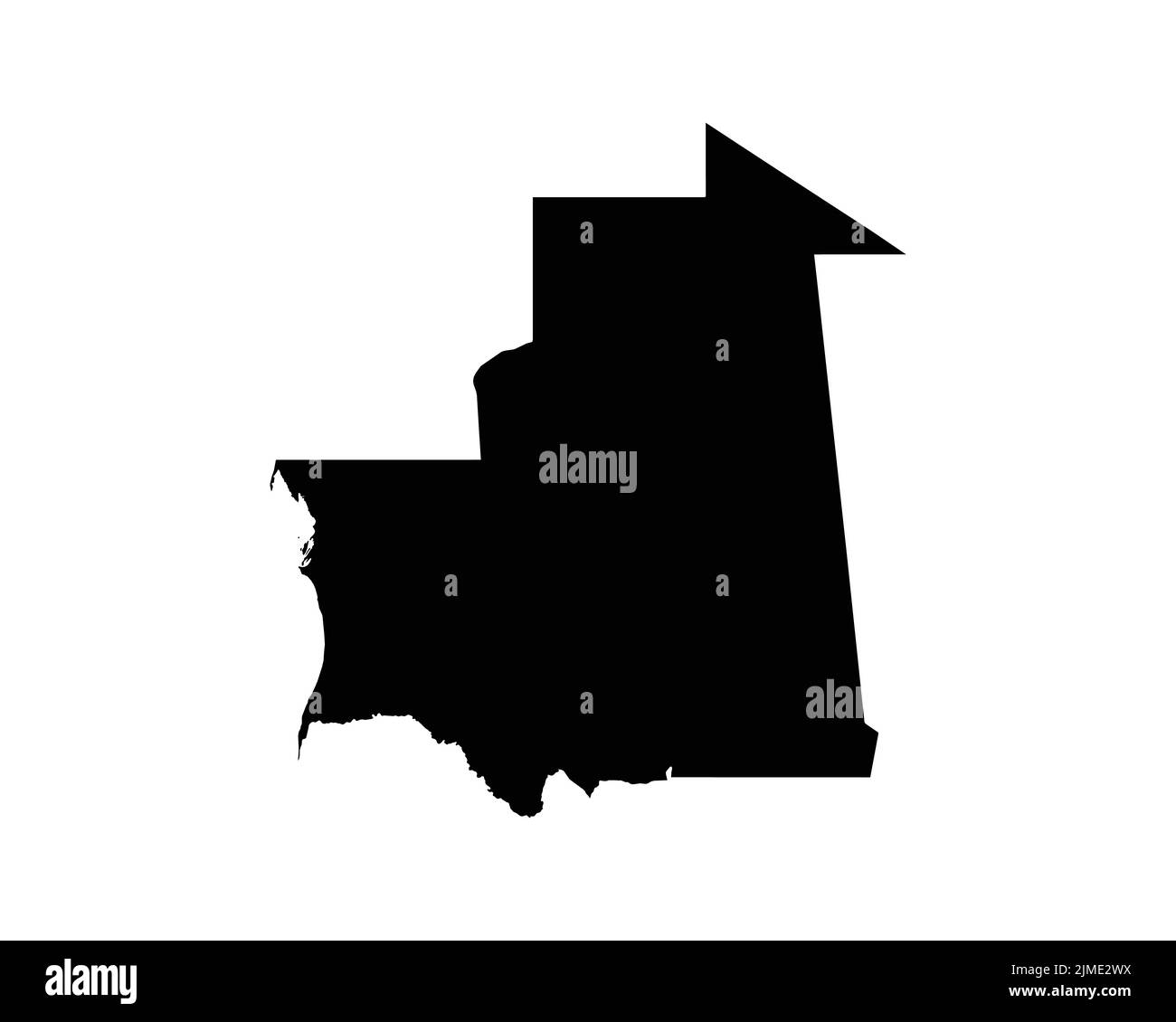Mauritania Map. Mauritanian Country Map. Black and White National Nation Outline Geography Border Boundary Shape Territory Vector Illustration EPS Cli Stock Vector