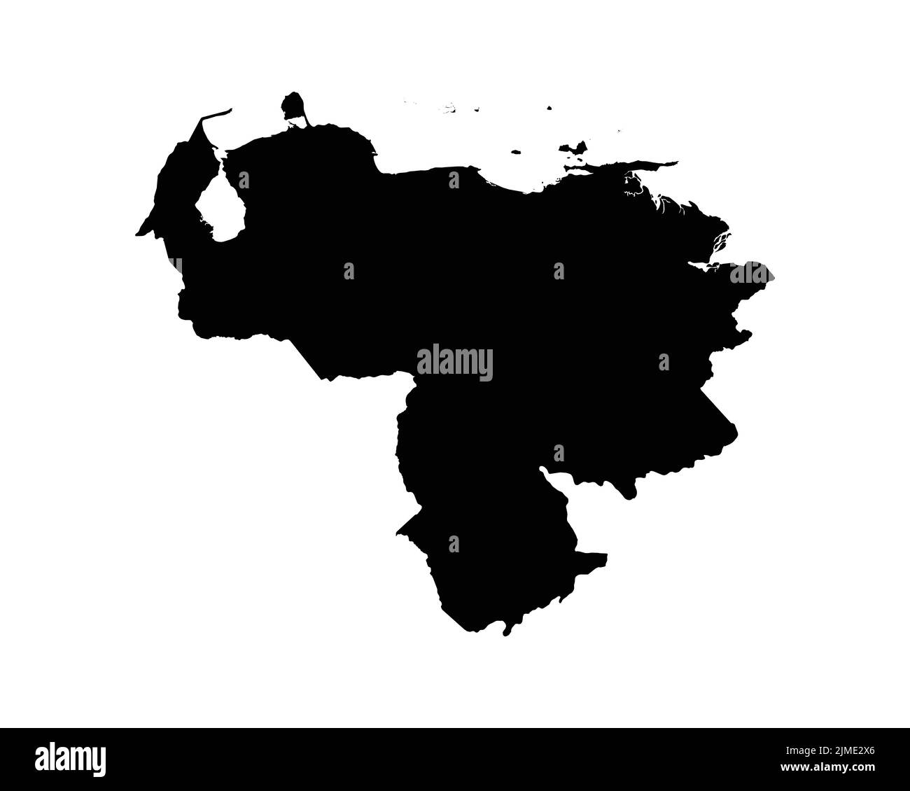 Venezuela Map. Venezuelan Country Map. Black and White National Nation Geography Outline Border Boundary Territory Shape Vector Illustration EPS Clipa Stock Vector