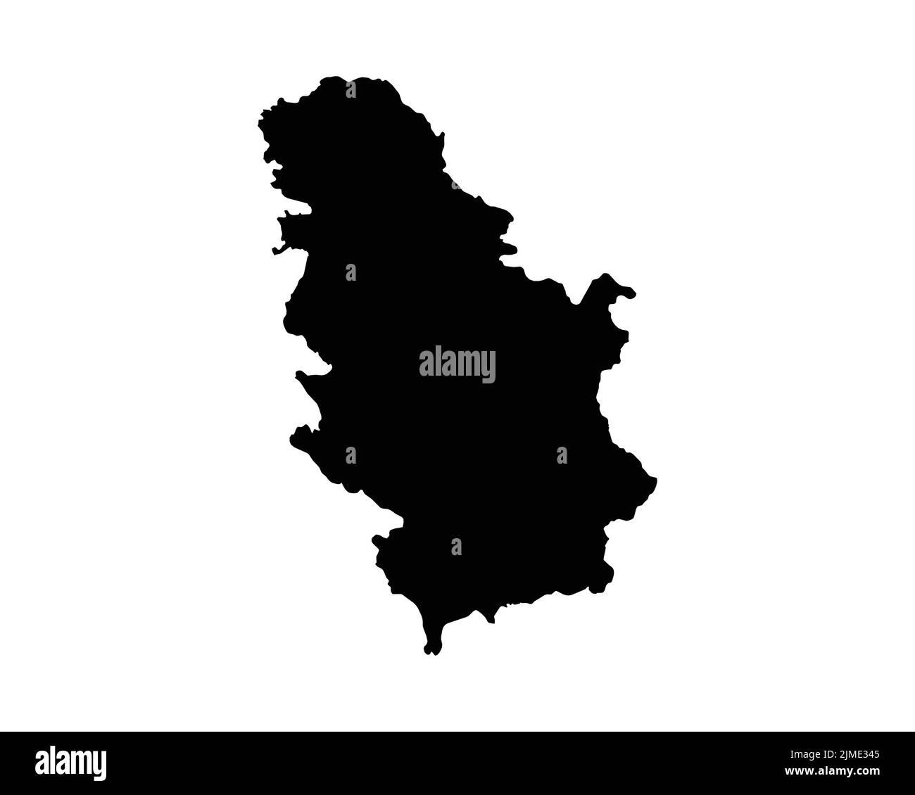 Serbia Map. Serbian Country Map. Black and White Srbija National Nation Geography Outline Border Boundary Territory Shape Vector Illustration EPS Clip Stock Vector