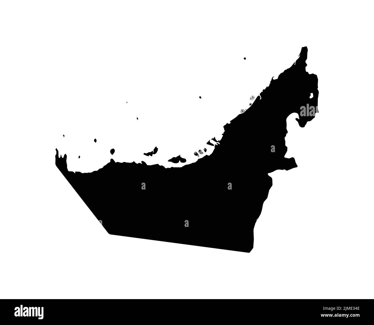 UAE Map. United Arab Emirates Country Map. Black and White Emirati National Nation Geography Outline Border Boundary Territory Shape Vector Illustrati Stock Vector