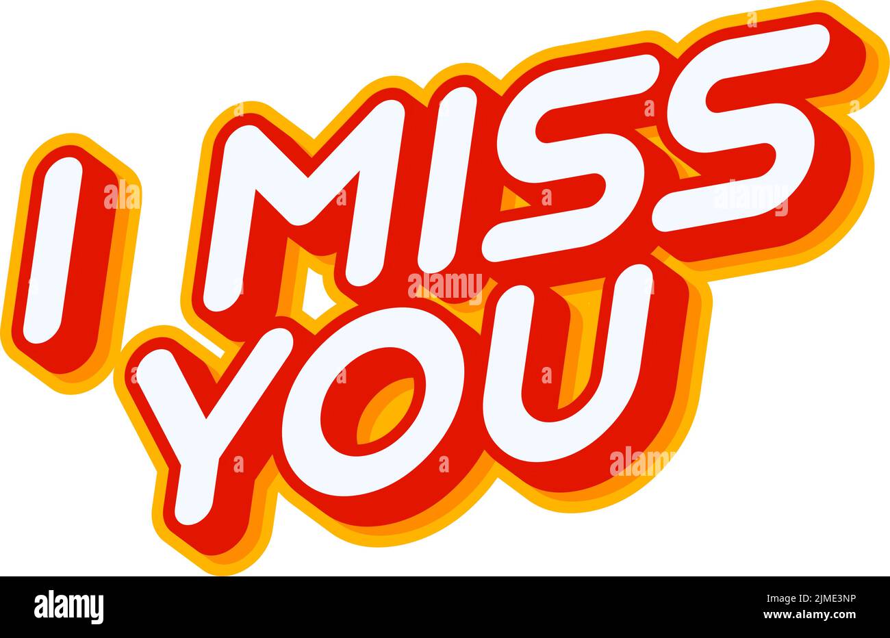 I miss you lettering isolated on white colourful text effect design