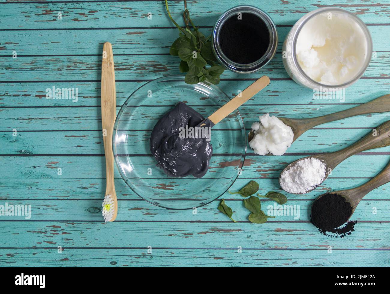 Ingredients for making activated charcoal toothpaste Stock Photo Alamy