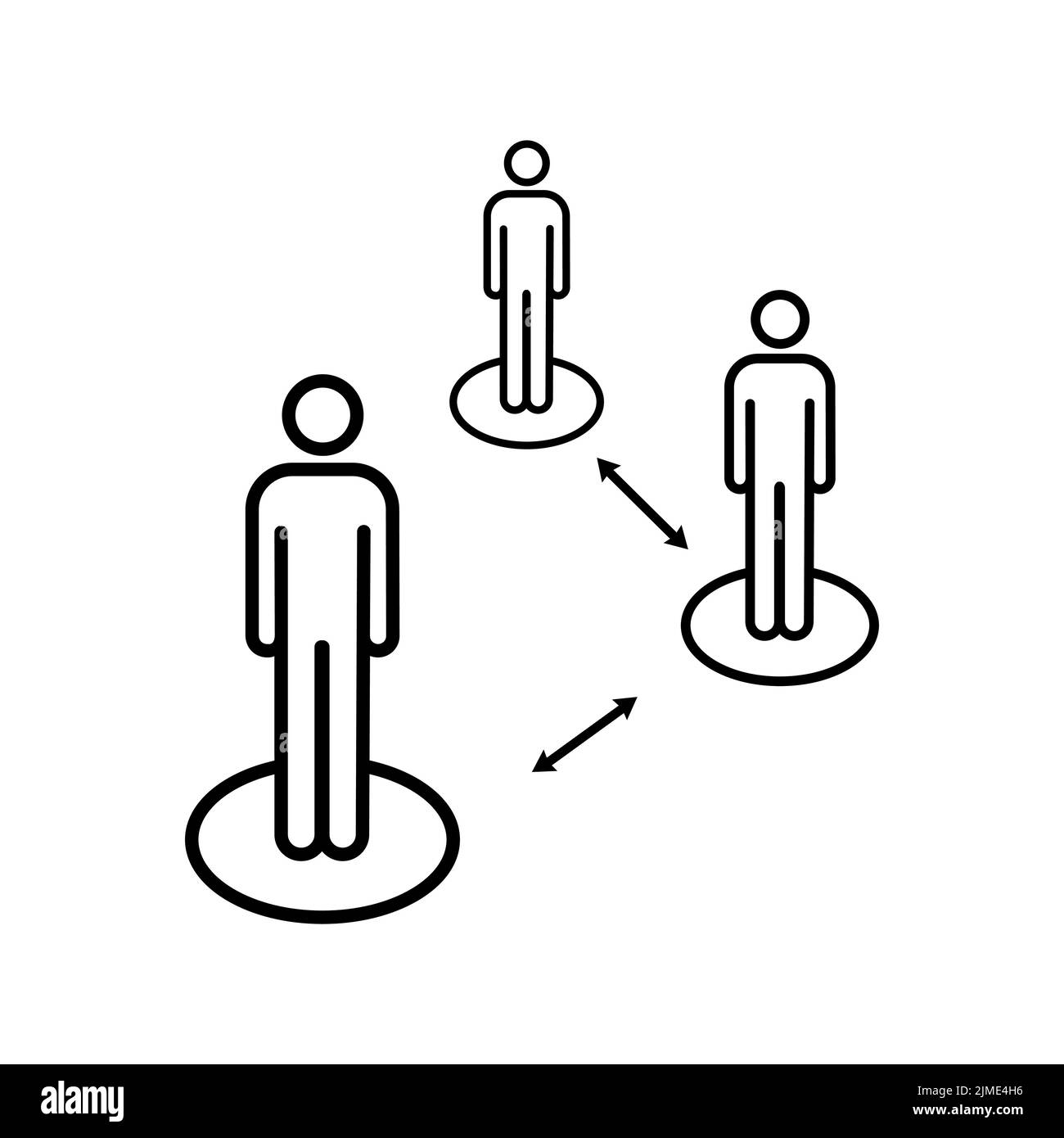 Keep distance, Social Distancing awareness social media campaign line logo or icon. Protection your self and save lives from COVID-19 or coronavirus. Stock Vector