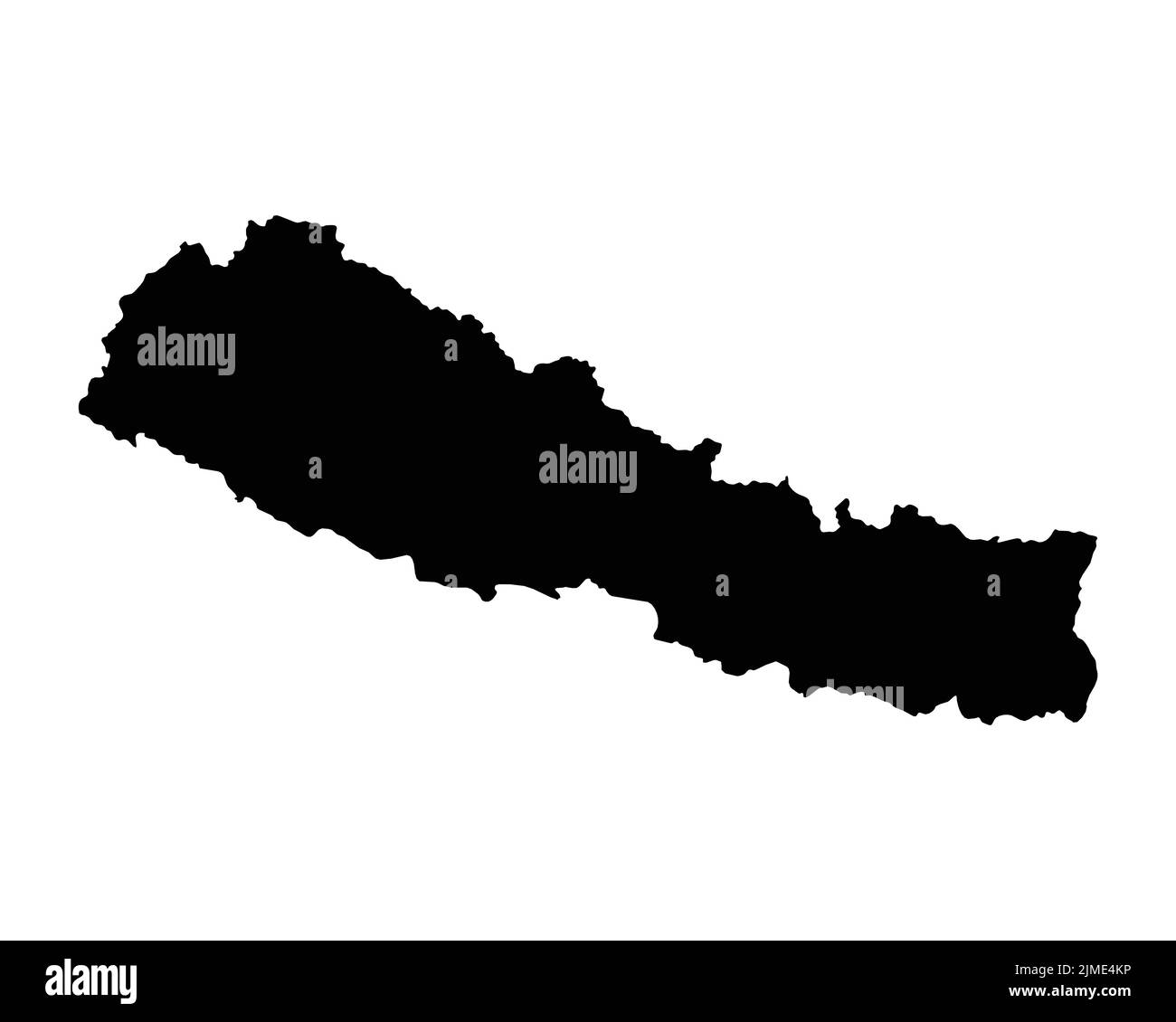 Nepal Map. Nepali Country Map. Black and White Nepalese National Nation Outline Geography Border Boundary Shape Territory Vector Illustration EPS Clip Stock Vector