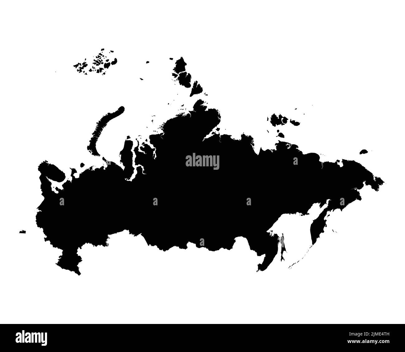 Russia Map. Russian Country Map. Black and White National Nation Geography Outline Border Boundary Territory Shape Vector Illustration EPS Clipart Stock Vector