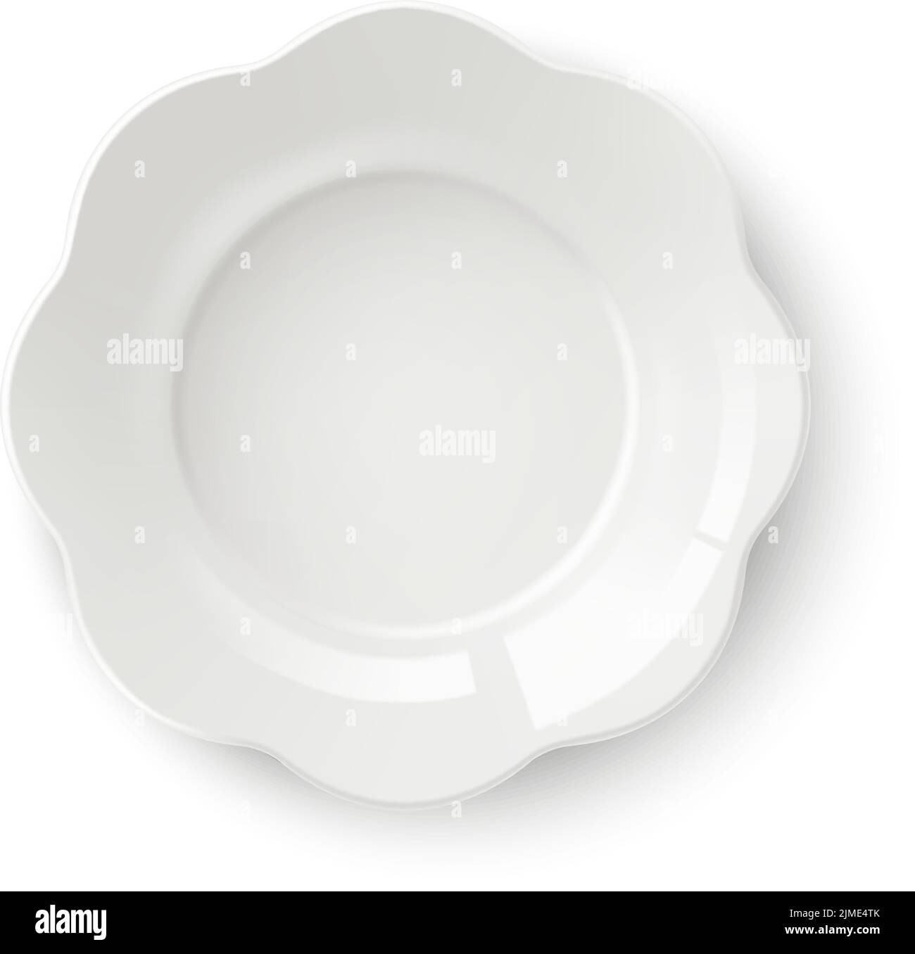 Serving plate mockup. Realistic white porcelain dish Stock Vector