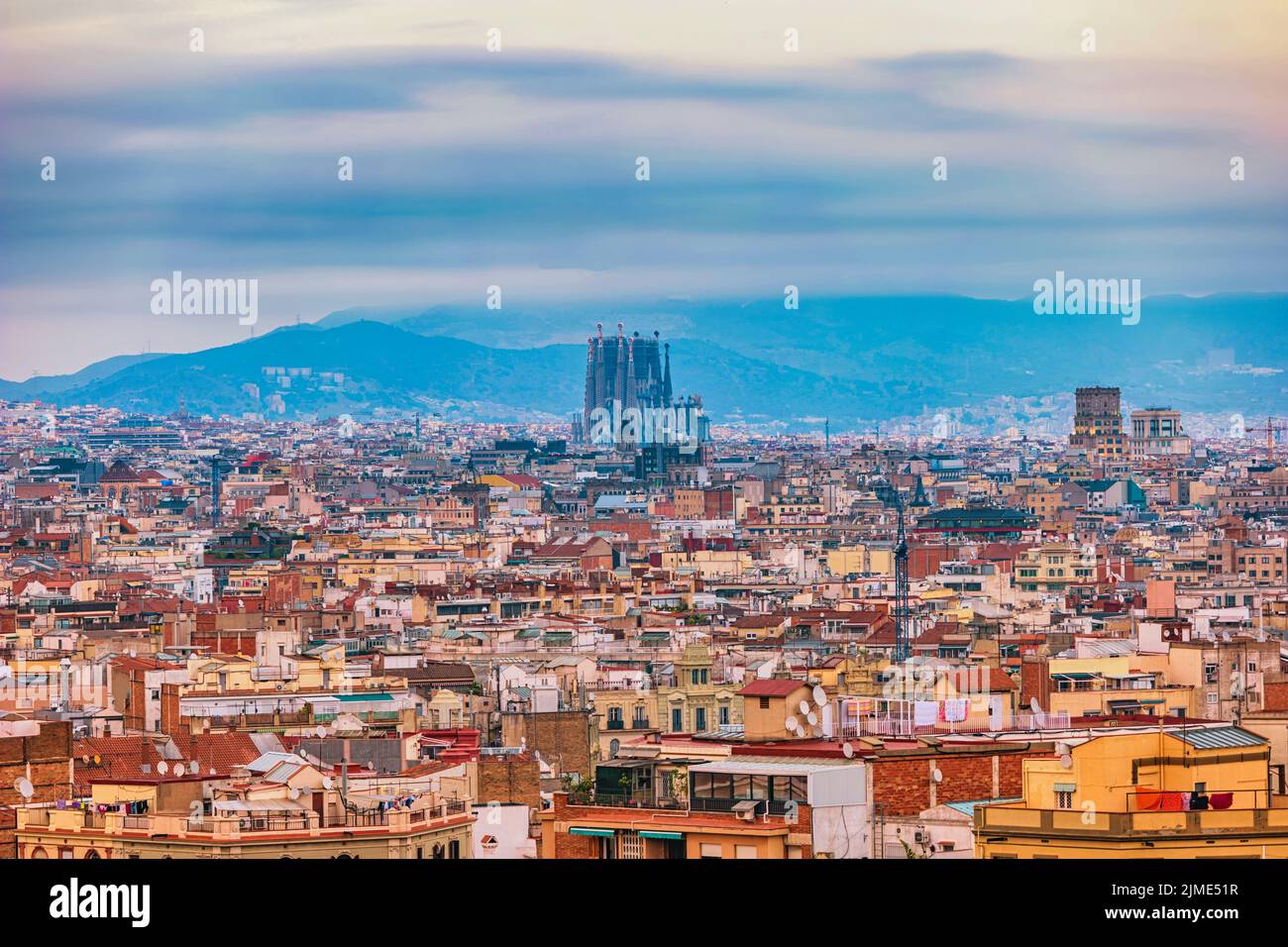 Barcelona Spain, aerial view city skyline at city center Stock Photo ...