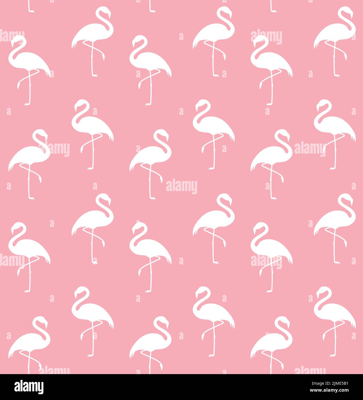 Vector seamless pattern of flat flamingo silhouette isolated on pink ...