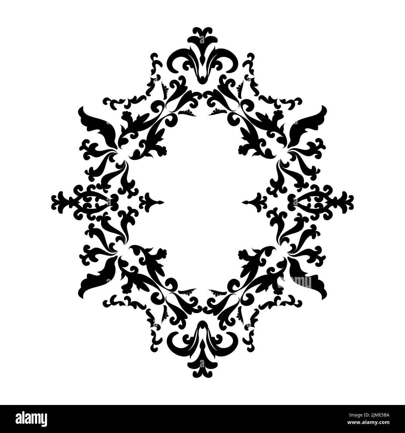 Vintage ornate pattern for frame in baroque style. Floral decorative ornament for border decoration. Black and white. Vector illustration. Stock Vector