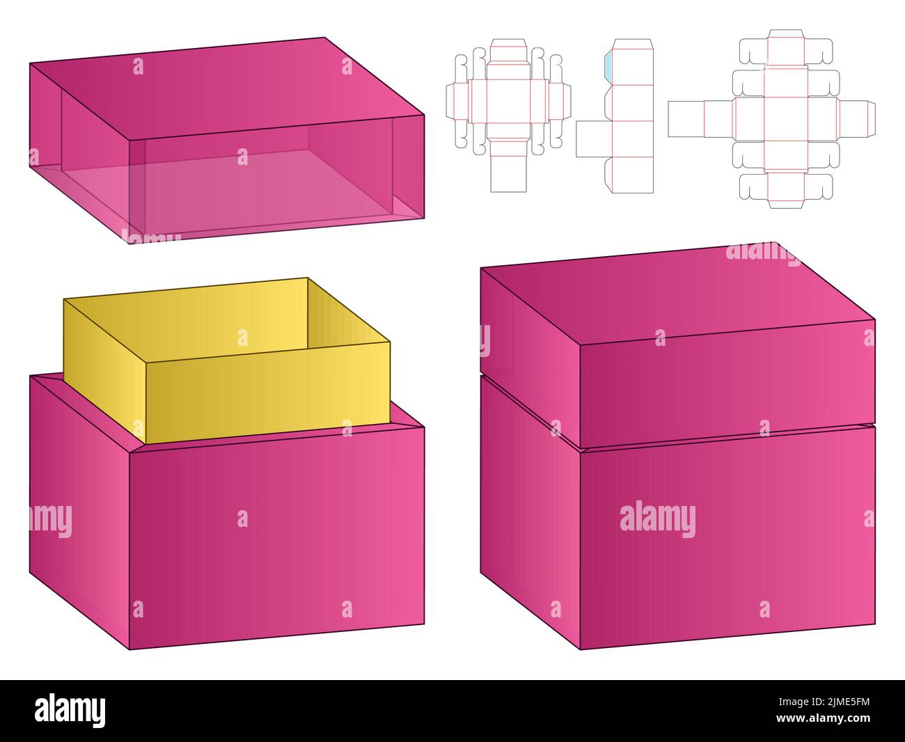 Box packaging die cut template design. 3d mock-up Stock Vector Image ...