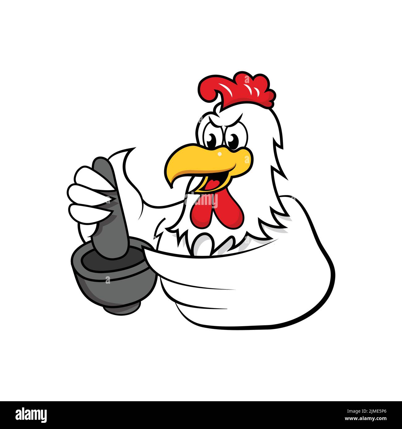 Cartoon chicken cooking papaya salad. Vector illustration Stock Vector