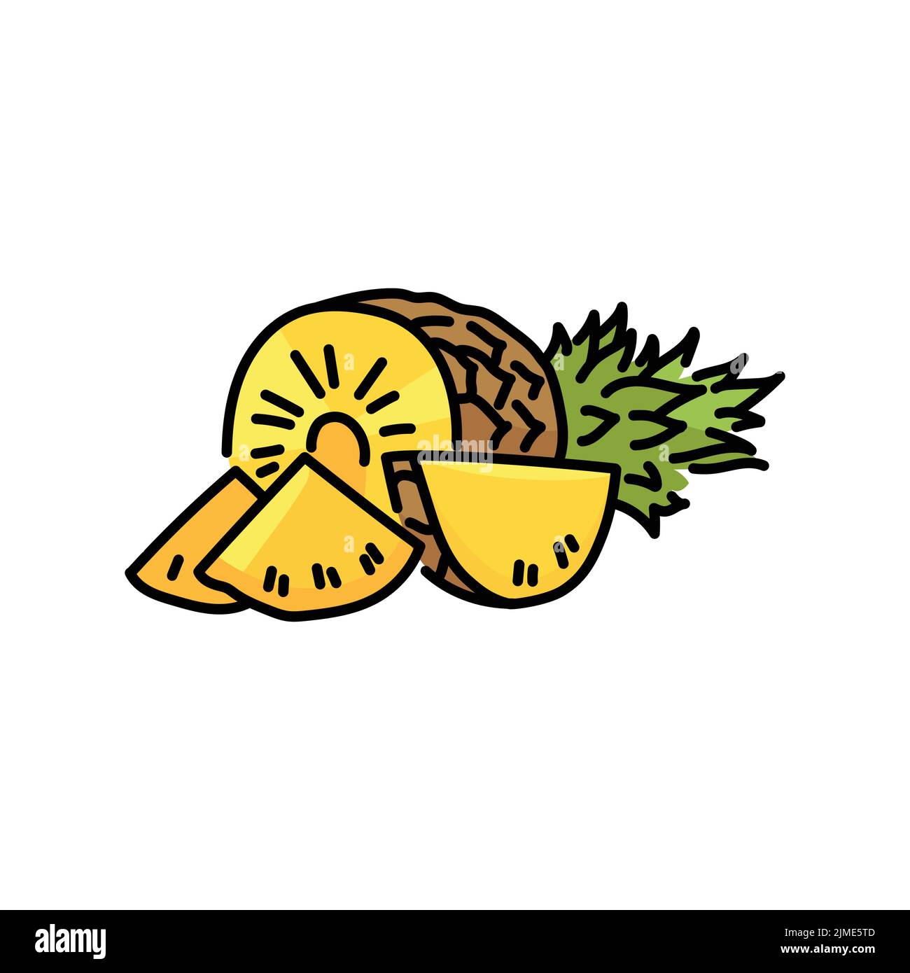 Pineapple and slices color line icon. Tropical fruit. Pictogram for web ...