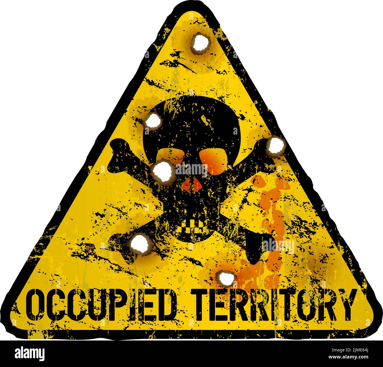 Occupied territory warning sign,war,conflict,violence concept, grungy style, vector, isolated Stock Vector